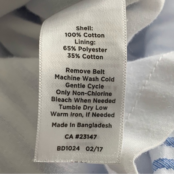 Talbots cotton skirt Womens 10 petite Front zip close Blue white stripe Pockets - Picture 6 of 10